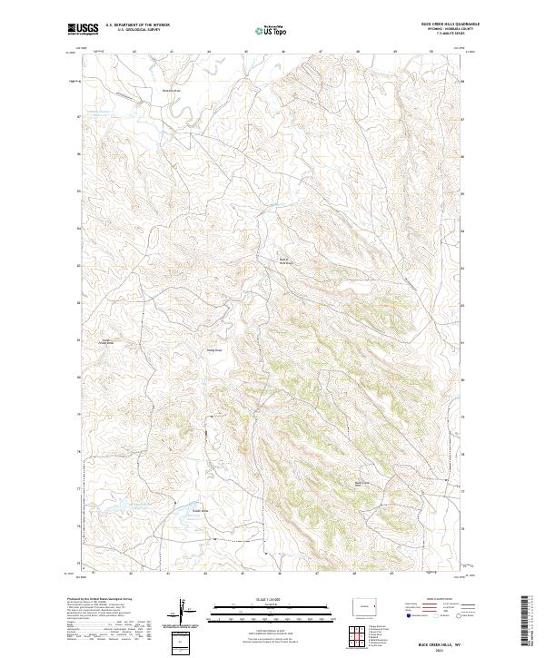 USGS US Topo 7.5-minute map for Buck Creek Hills WY 2021