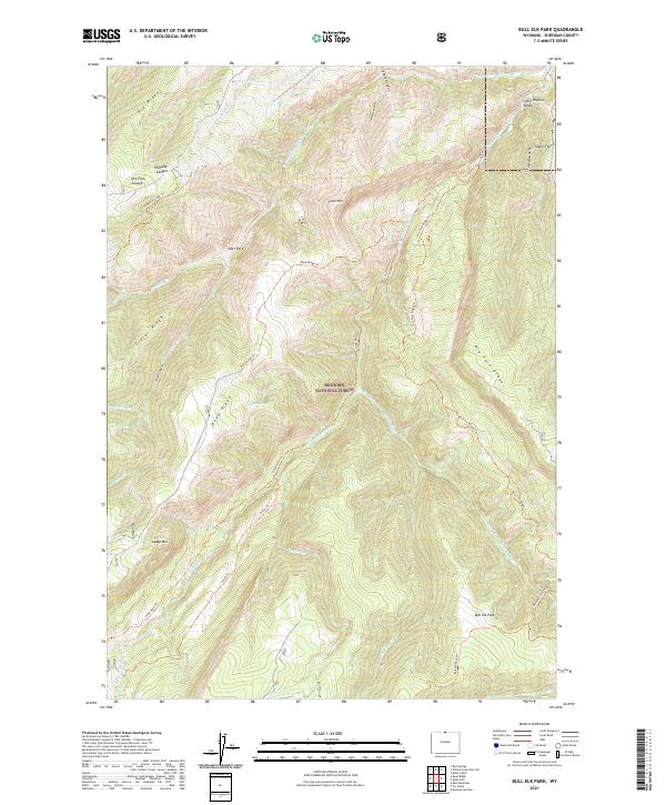 USGS US Topo 7.5-minute map for Bull Elk Park WY 2021