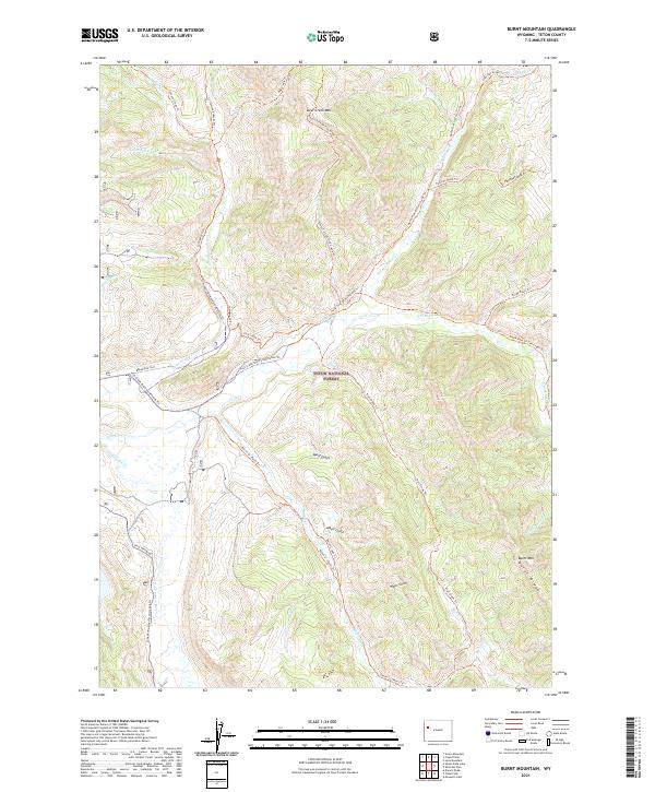 USGS US Topo 7.5-minute map for Burnt Mountain WY 2021