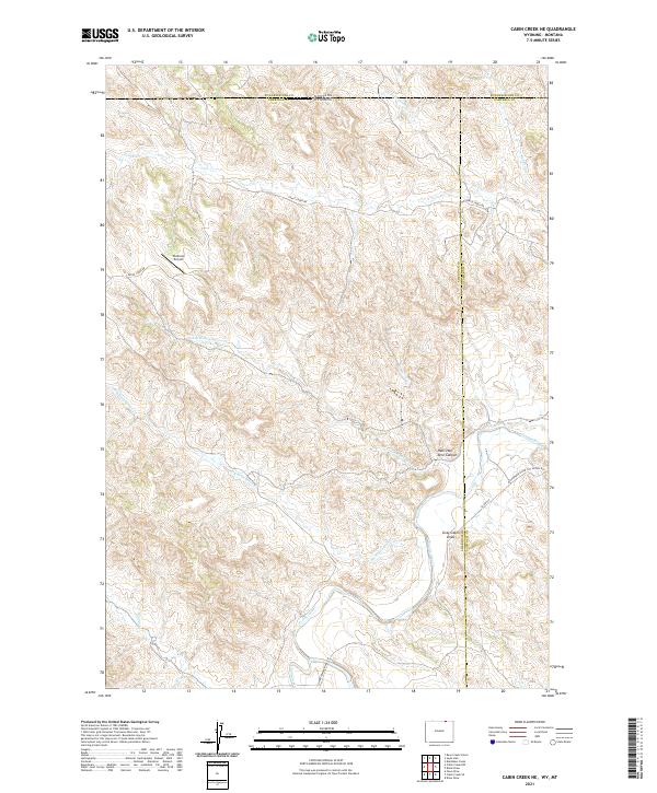 USGS US Topo 7.5-minute map for Cabin Creek NE WYMT 2021