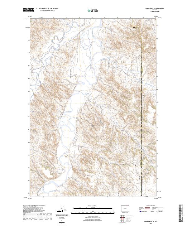 US Topo 7.5-minute map for Cabin Creek SE WY