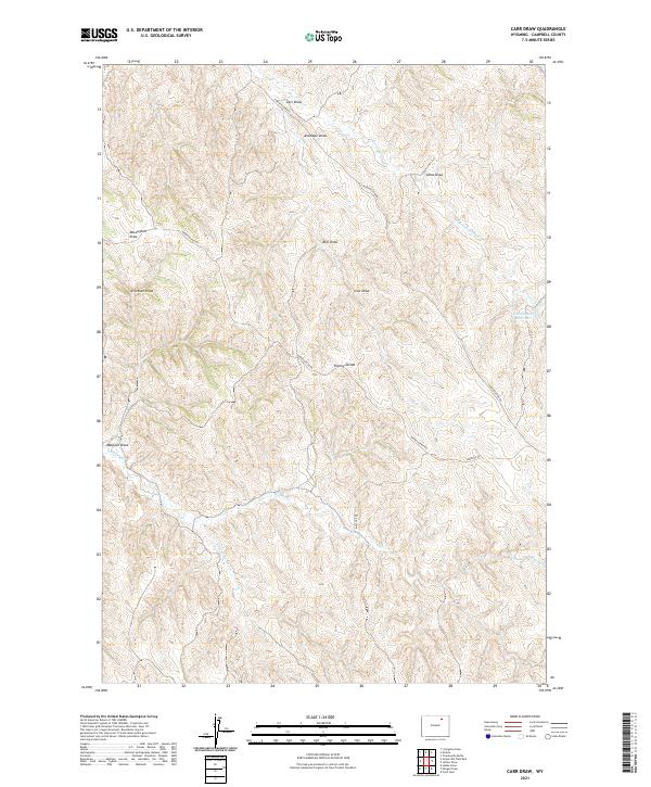 USGS US Topo 7.5-minute map for Carr Draw WY 2021