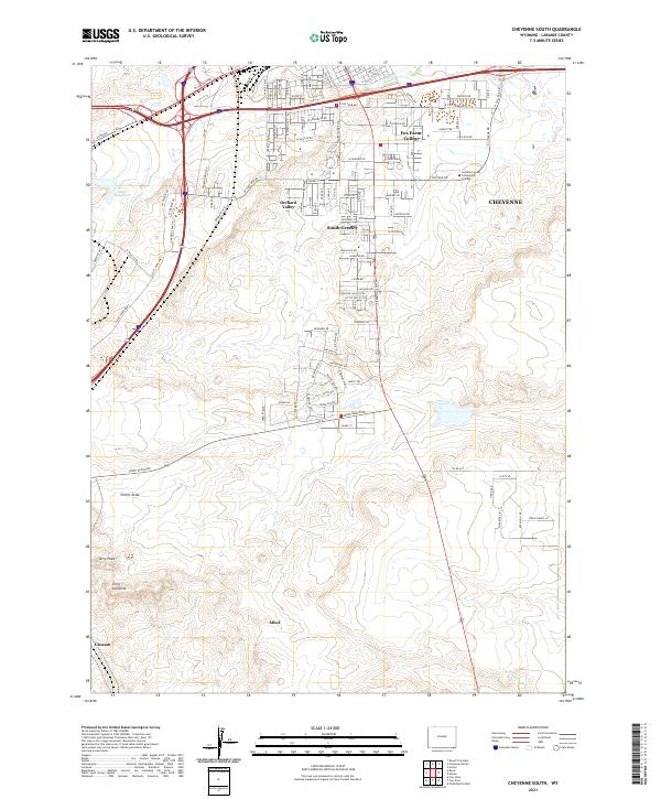 USGS US Topo 7.5-minute map for Cheyenne South WY 2021