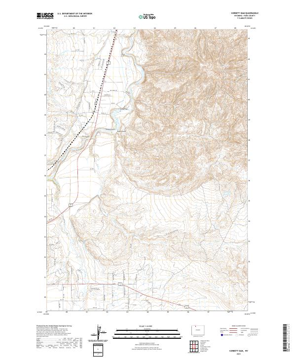 USGS US Topo 7.5-minute map for Corbett Dam WY 2021