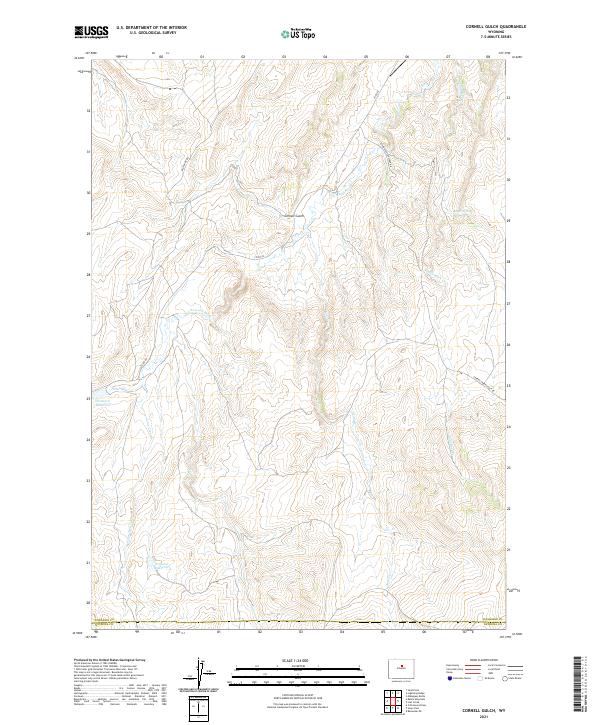 USGS US Topo 7.5-minute map for Cornell Gulch WY 2021