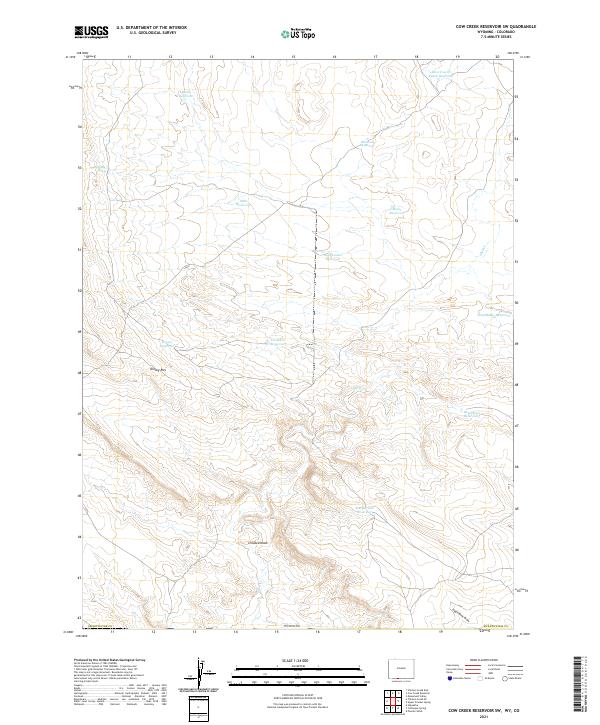 USGS US Topo 7.5-minute map for Cow Creek Reservoir SW WYCO 2021