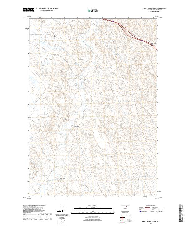 USGS US Topo 7.5-minute map for Crazy Woman Ranch WY 2021