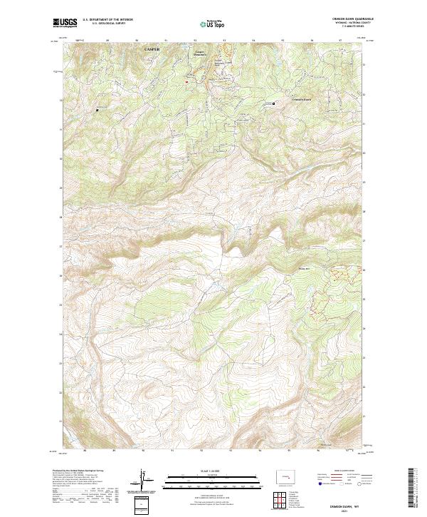 USGS US Topo 7.5-minute map for Crimson Dawn WY 2021