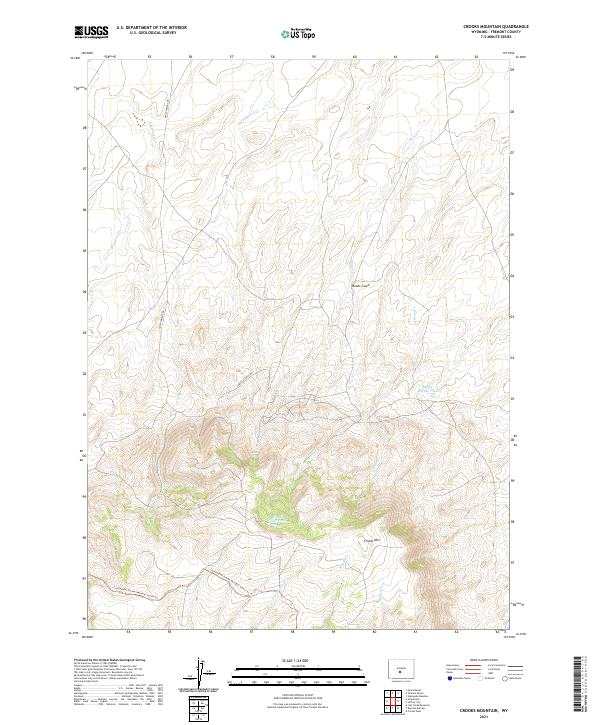 USGS US Topo 7.5-minute map for Crooks Mountain WY 2021