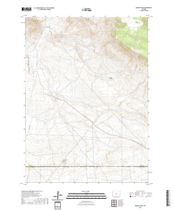 USGS US Topo 7.5-minute map for Crooks Peak WY 2021