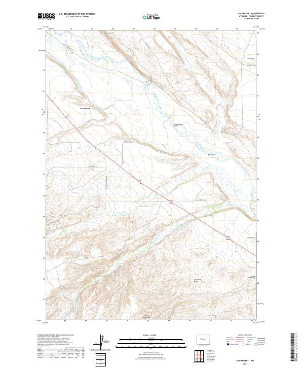 USGS US Topo 7.5-minute map for Crowheart WY 2021