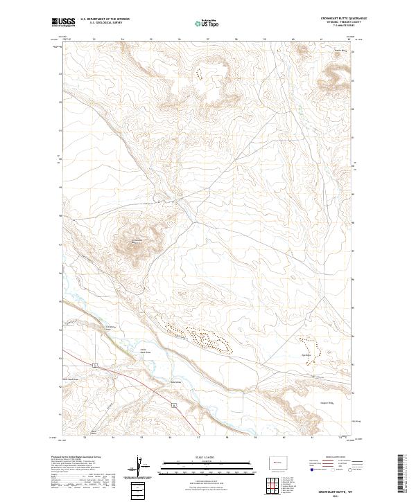 USGS US Topo 7.5-minute map for Crowheart Butte WY 2021