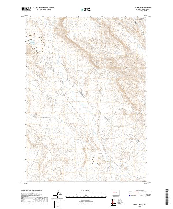 USGS US Topo 7.5-minute map for Crowheart NE WY 2021