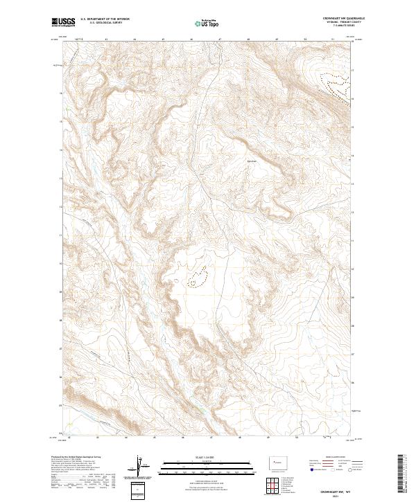 USGS US Topo 7.5-minute map for Crowheart NW WY 2021
