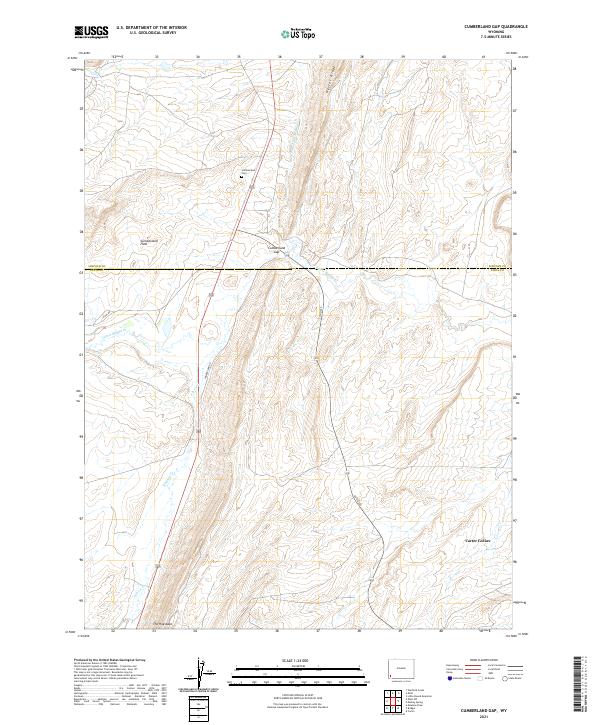 USGS US Topo 7.5-minute map for Cumberland Gap WY 2021