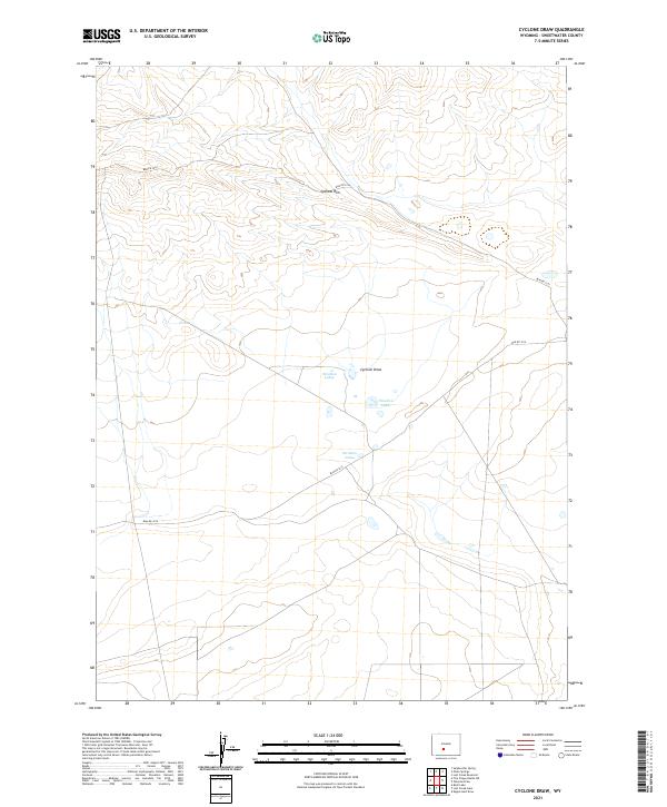 USGS US Topo 7.5-minute map for Cyclone Draw WY 2021