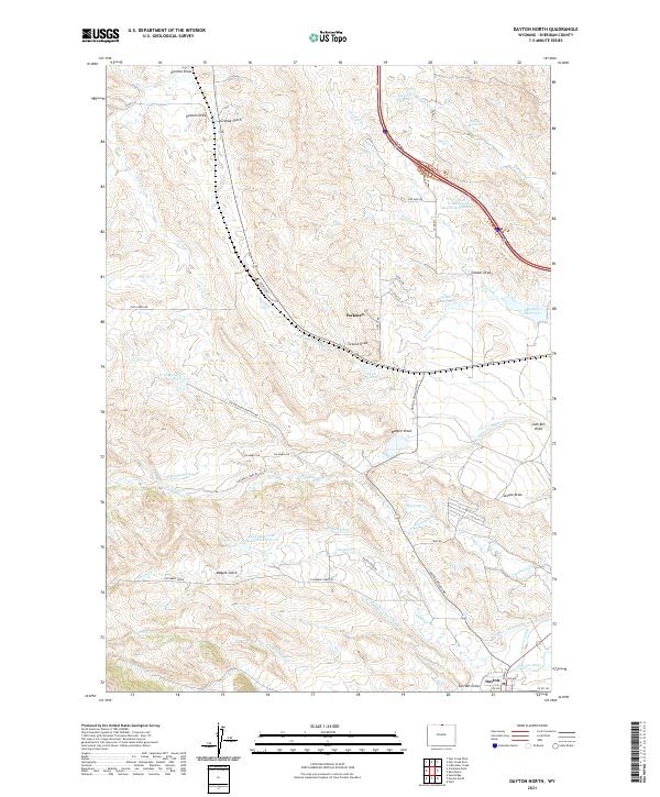 USGS US Topo 7.5-minute map for Dayton North WY 2021