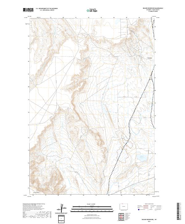 USGS US Topo 7.5-minute map for Deaver Reservoir WY 2021