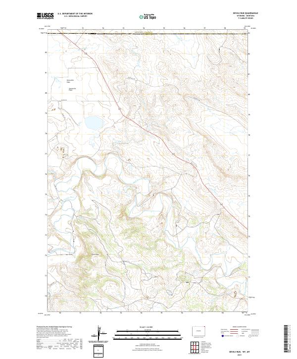 USGS US Topo 7.5-minute map for Devils Run WYMT 2021