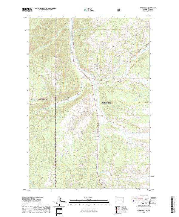 US Topo 7.5-minute map for Divide Lake WYMT