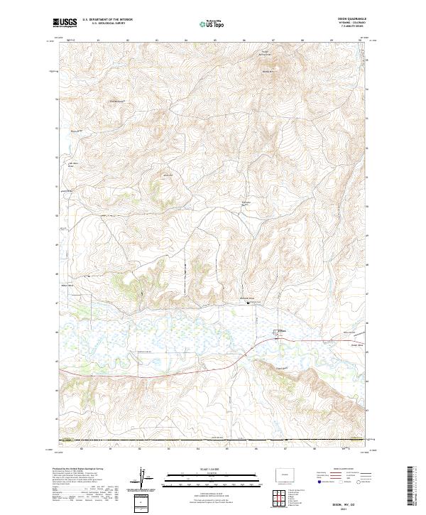 USGS US Topo 7.5-minute map for Dixon WYCO 2021