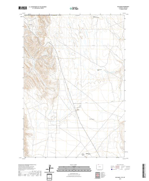 USGS US Topo 7.5-minute map for Elk Basin WYMT 2021
