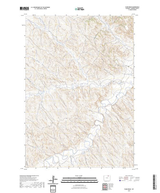 US Topo 7.5-minute map for Fawn Draw WY – American Map Store