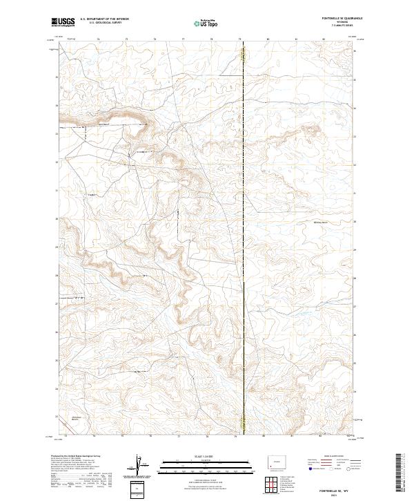 USGS US Topo 7.5-minute map for Fontenelle SE WY 2021