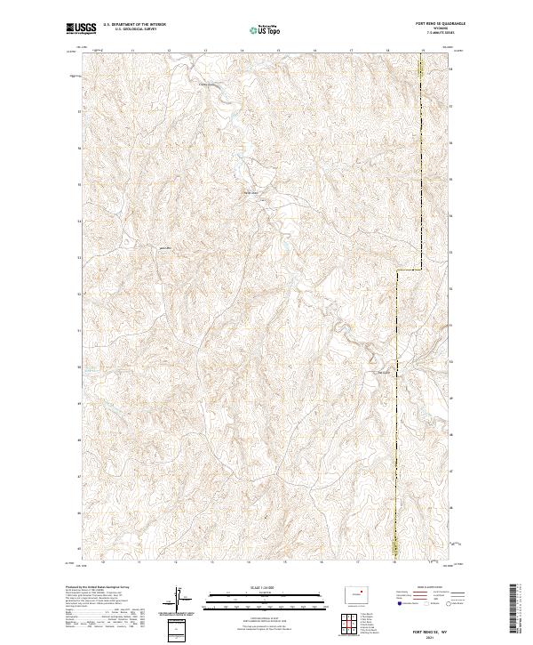 USGS US Topo 7.5-minute map for Fort Reno SE WY 2021 – American Map Store