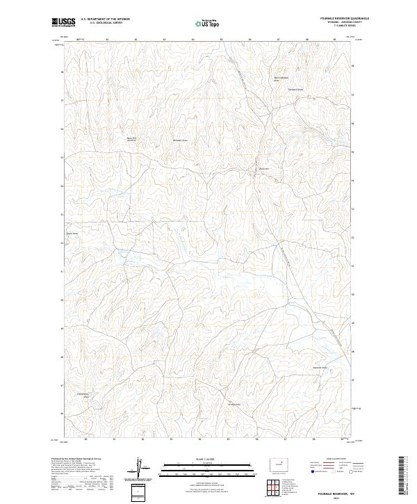 USGS US Topo 7.5-minute map for Fourmile Reservoir WY 2021