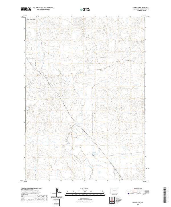 USGS US Topo 7.5-minute map for Gilbert Lake WY 2021