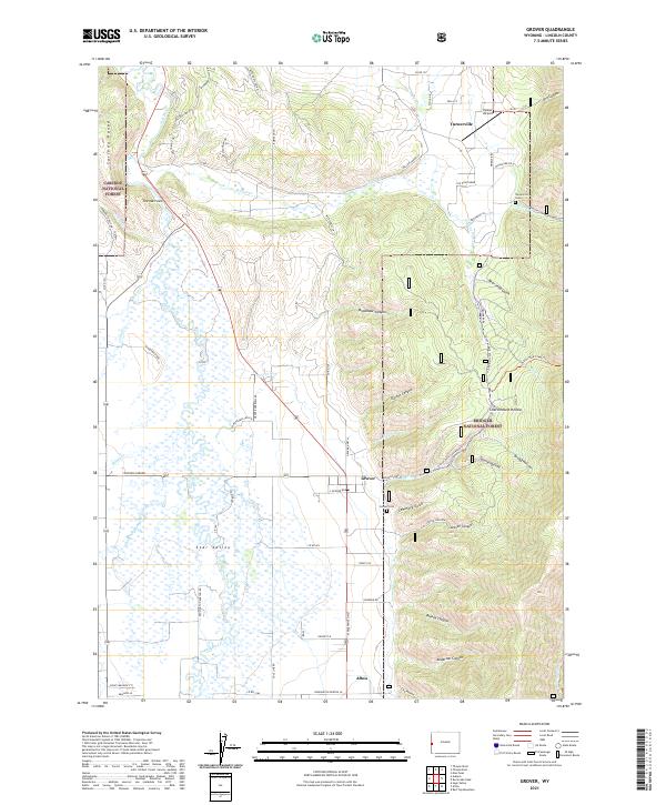 USGS US Topo 7.5-minute map for Grover WY 2021