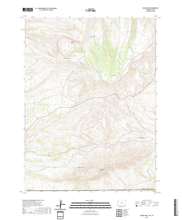 USGS US Topo 7.5-minute map for Hawks Nest WYUT 2021