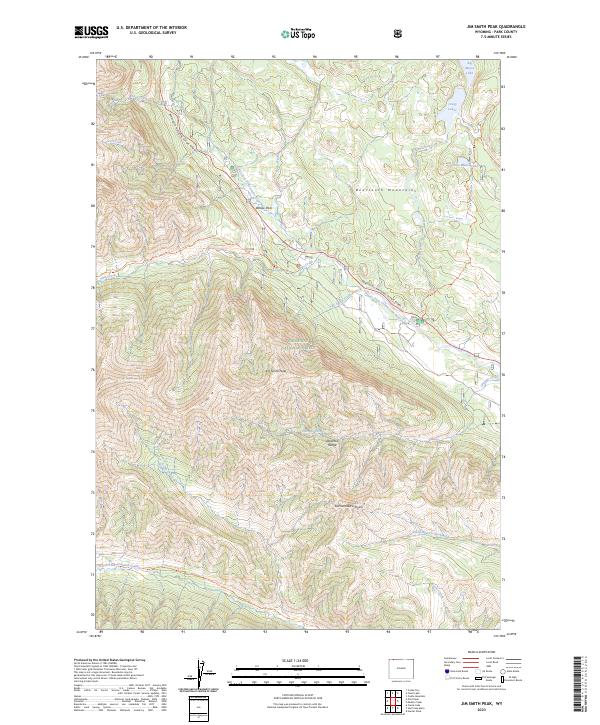 US Topo 7.5-minute map for Jim Smith Peak WY