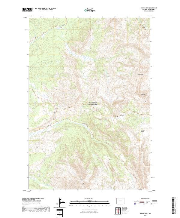 USGS US Topo 7.5-minute map for Joseph Peak WY 2021