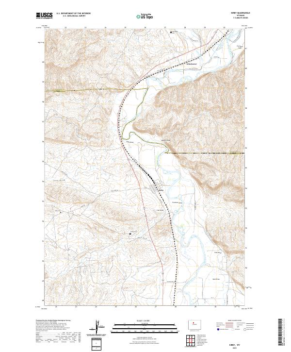 USGS US Topo 7.5-minute map for Kirby WY 2021