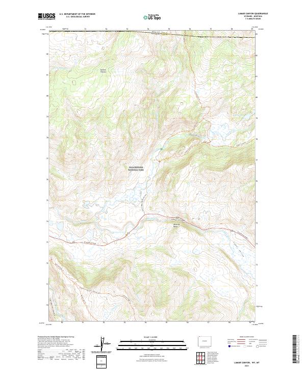USGS US Topo 7.5-minute map for Lamar Canyon WYMT 2021