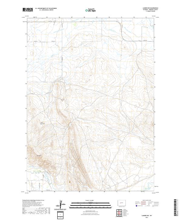 USGS US Topo 7.5-minute map for Lander NW WY 2021