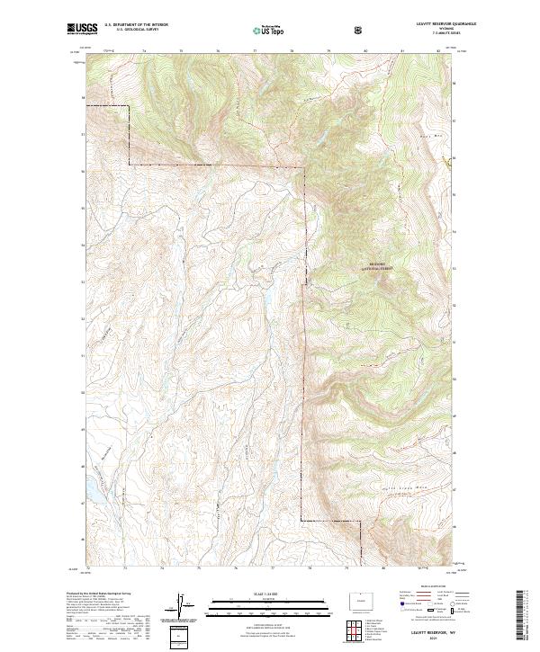 USGS US Topo 7.5-minute map for Leavitt Reservoir WY 2021