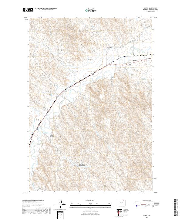 USGS US Topo 7.5-minute map for Leiter WY 2021