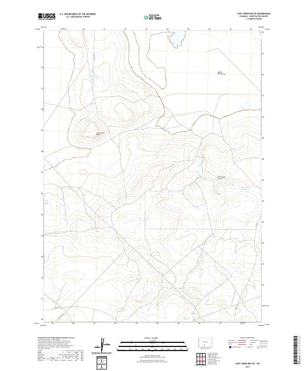 USGS US Topo 7.5-minute map for Lost Creek Butte WY 2021