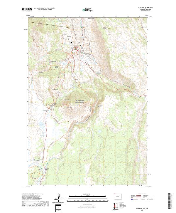USGS US Topo 7.5-minute map for Mammoth WYMT 2021