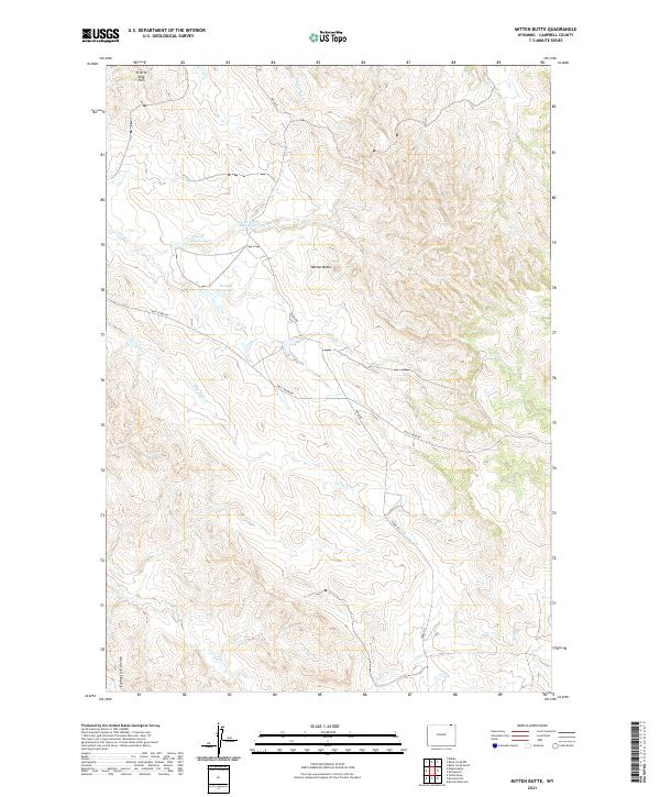 USGS US Topo 7.5-minute map for Mitten Butte WY 2021