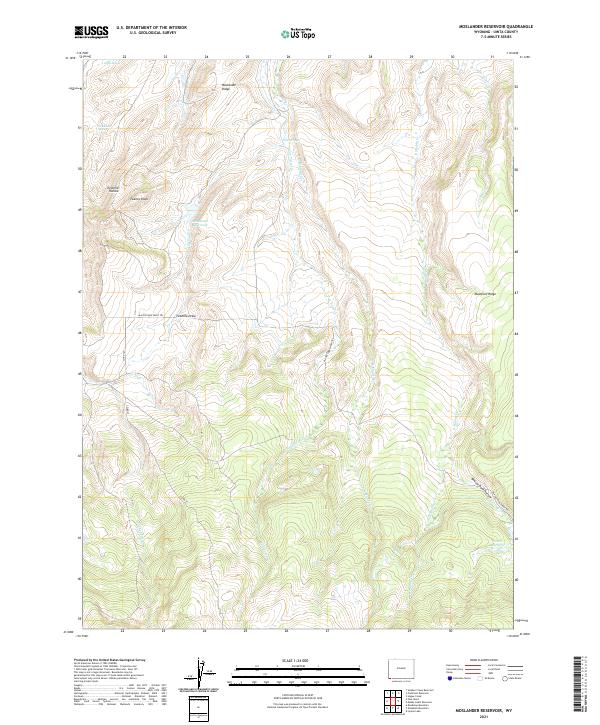 USGS US Topo 7.5-minute map for Moslander Reservoir WY 2021