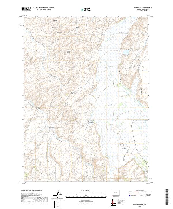 USGS US Topo 7.5-minute map for Myers Reservoir WY 2021