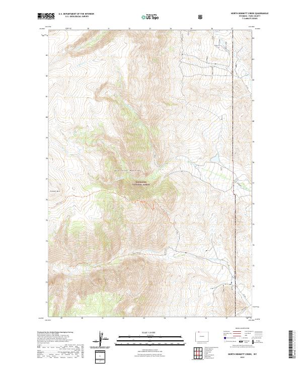 USGS US Topo 7.5-minute map for North Bennett Creek WY 2021