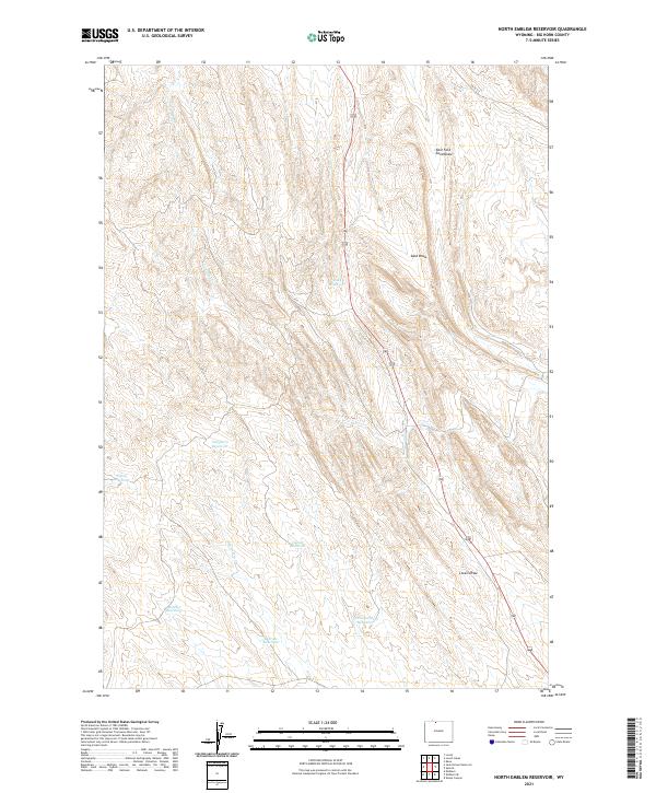USGS US Topo 7.5-minute map for North Emblem Reservoir WY 2021