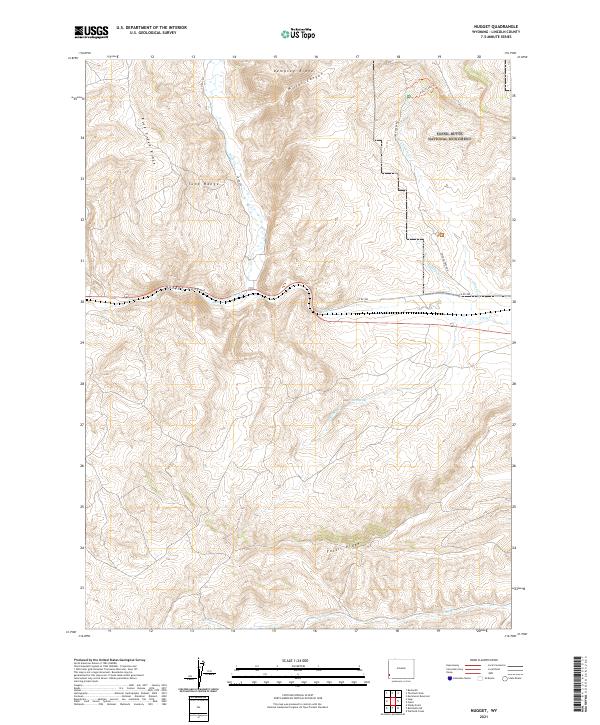 USGS US Topo 7.5-minute map for Nugget WY 2021 – American Map Store