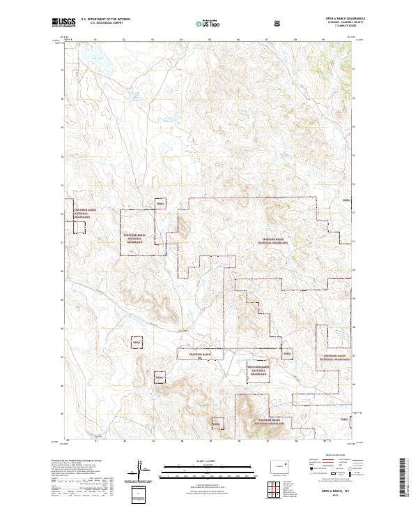 USGS US Topo 7.5-minute map for Open A Ranch WY 2021