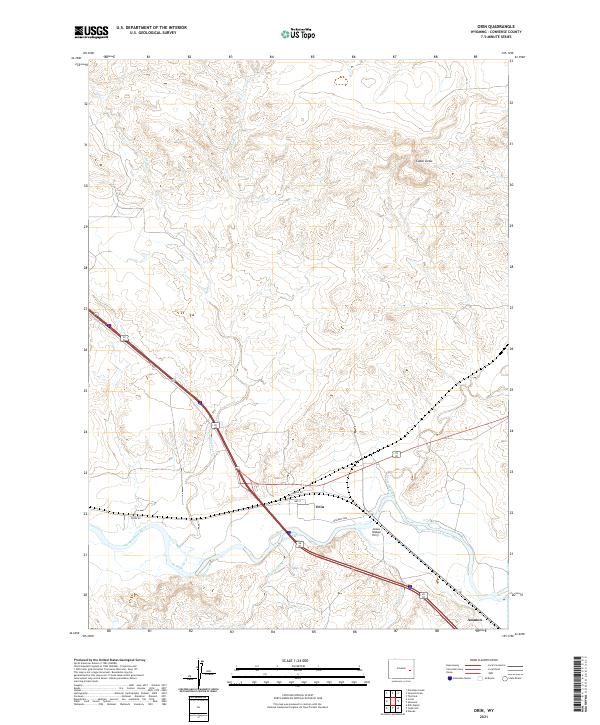 USGS US Topo 7.5-minute map for Orin WY 2021